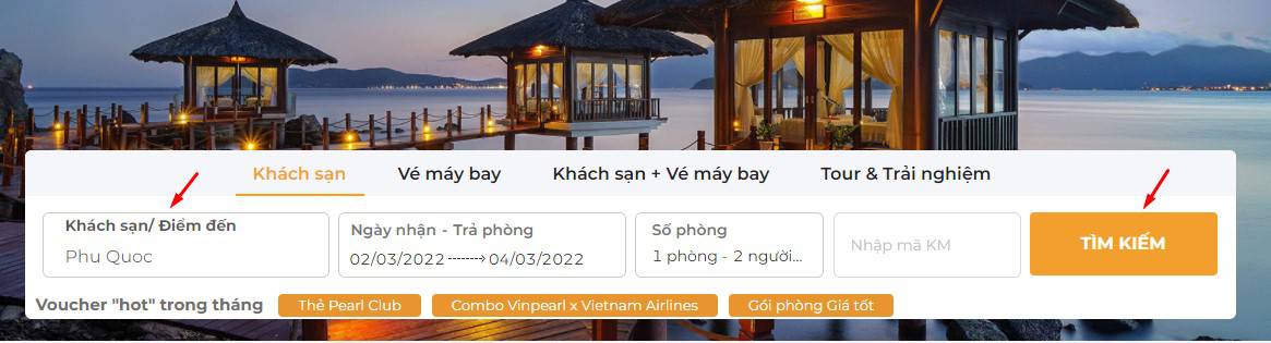 Các bước đặt phòng Vinpearl 1