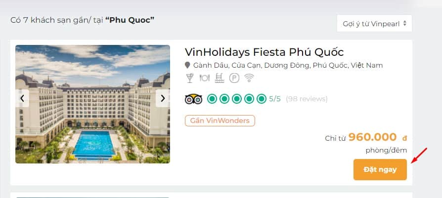 Các bước đặt phòng Vinpearl 2