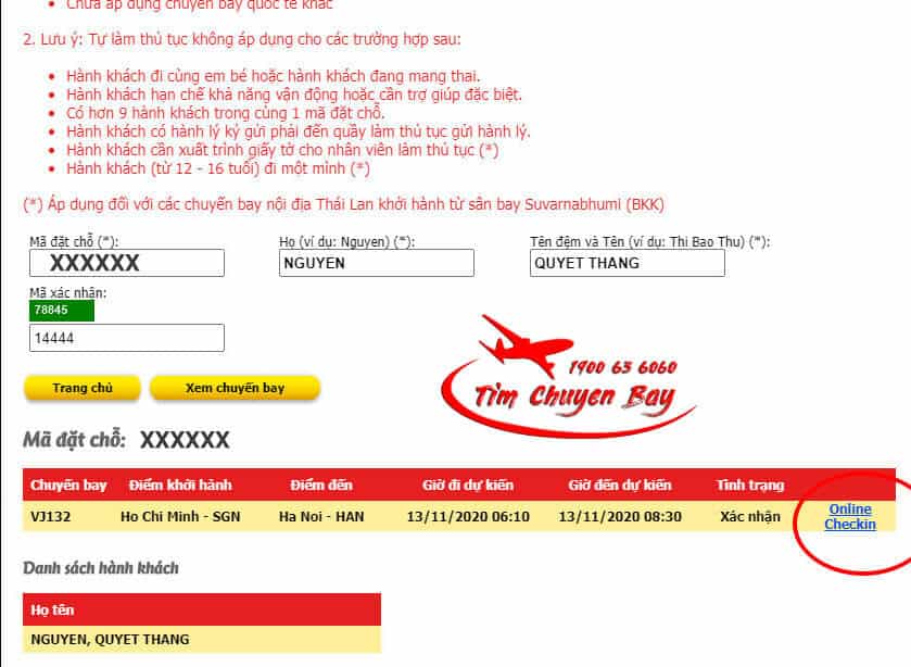 Check in online Vietjet Air 2 - xác nhận