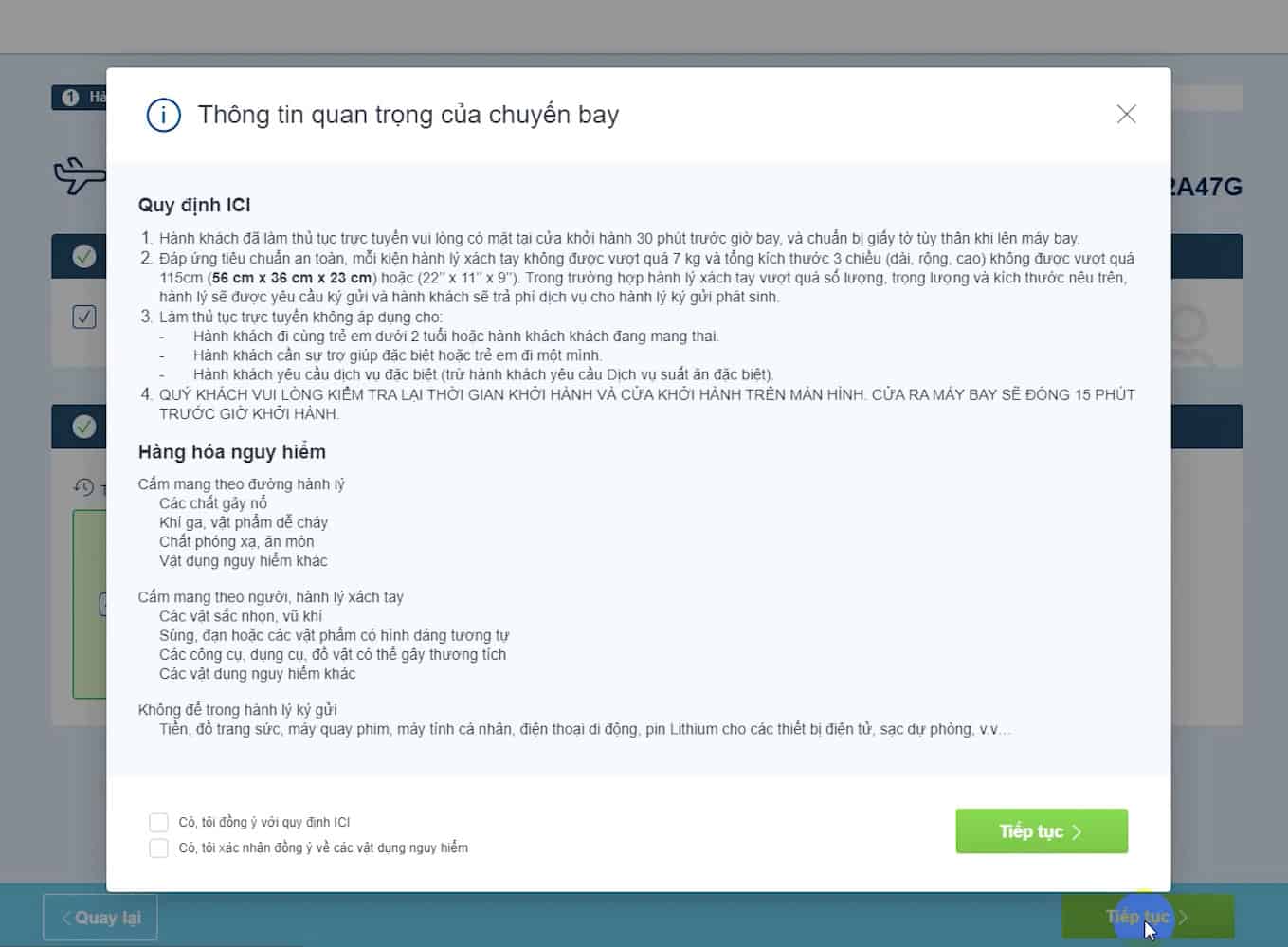 Hướng dẫn check in online Bamboo Airways - Xác nhận thông tin