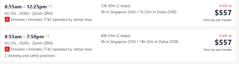 Vé máy bay đi Thuỵ Sĩ - Hãng Emirates