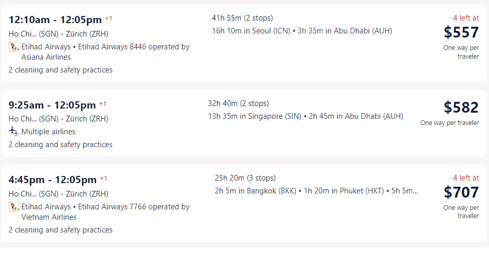 Vé máy bay đi Thuỵ Sĩ - Hãng Etihad Airways