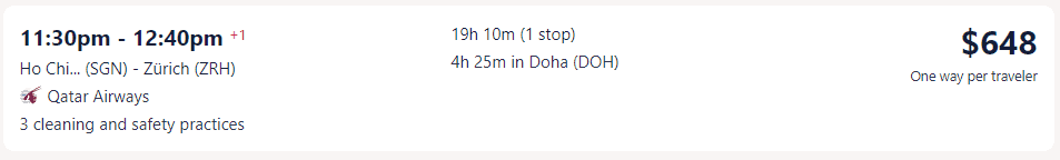 Vé máy bay đi Thuỵ Sĩ - Hãng Qatar Airways