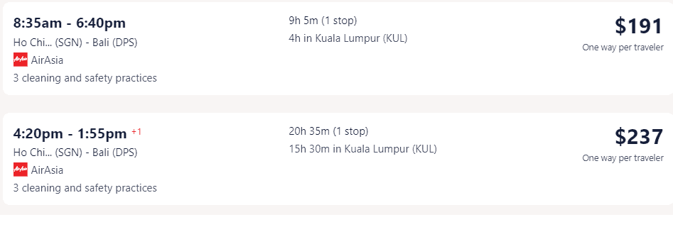 Giá vé máy bay air asia đi Indonesia bali từ Hồ Chí Minh