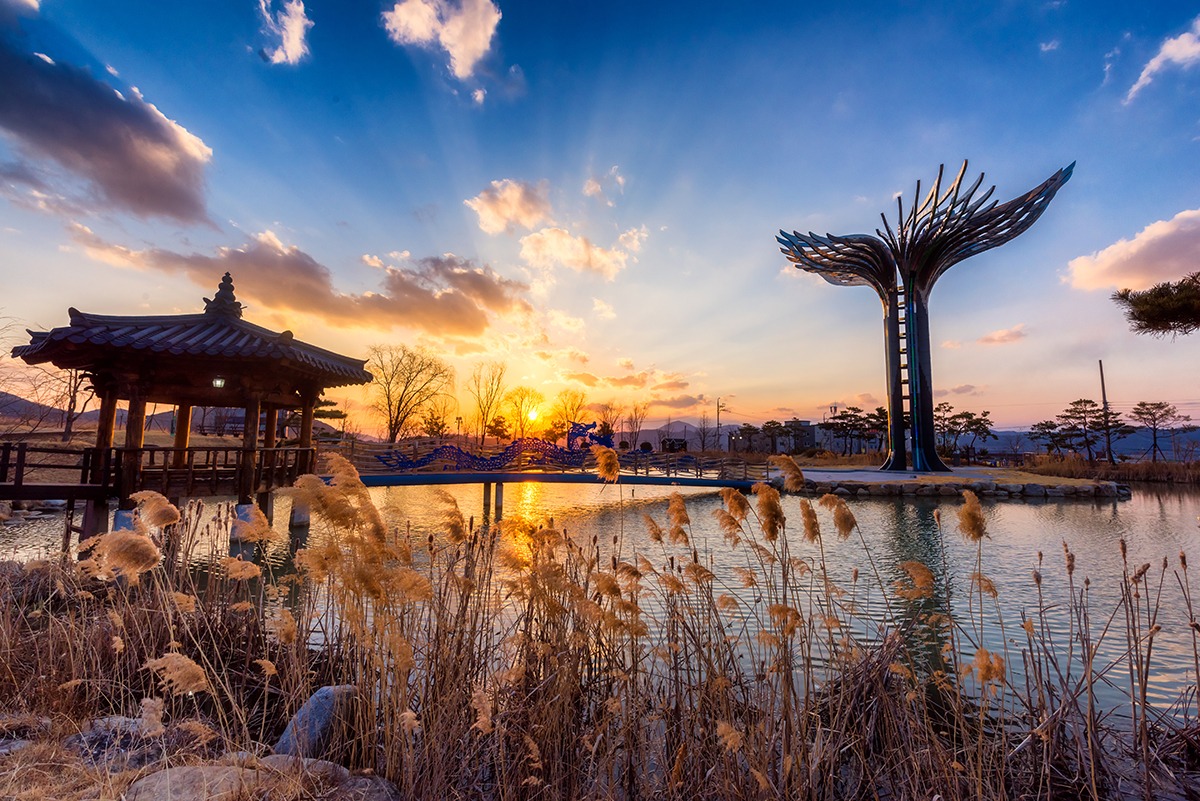 Park grounds in Daegu city, South Korea.