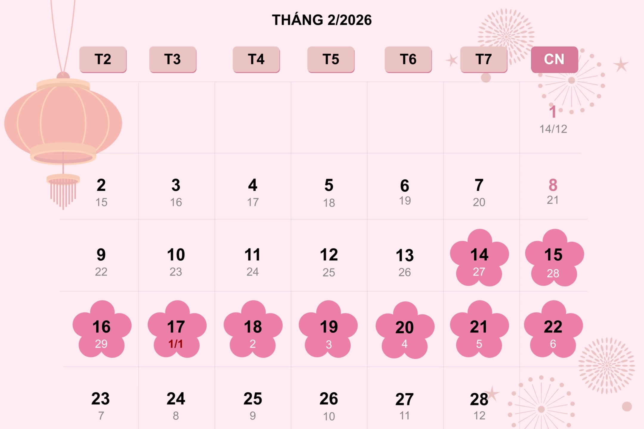 Tết âm lịch 2026 được nghỉ mấy ngày