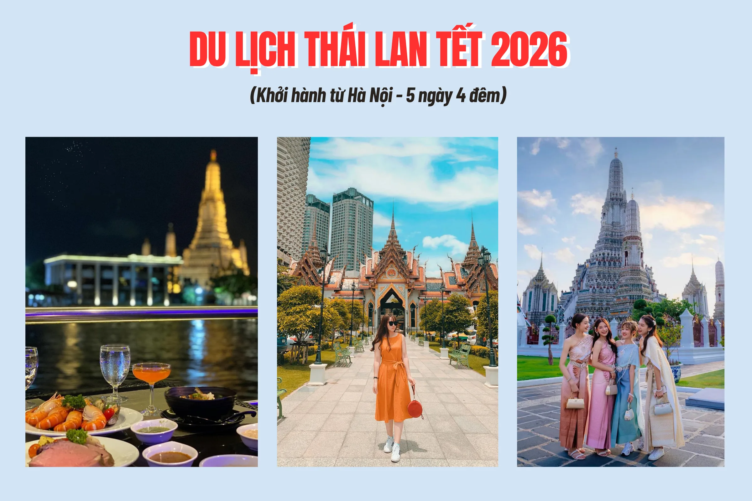 Tour Thái Lan Tết Nguyên Đán 2026: Hà Nội - Bangkok - Pattaya (5N4Đ)