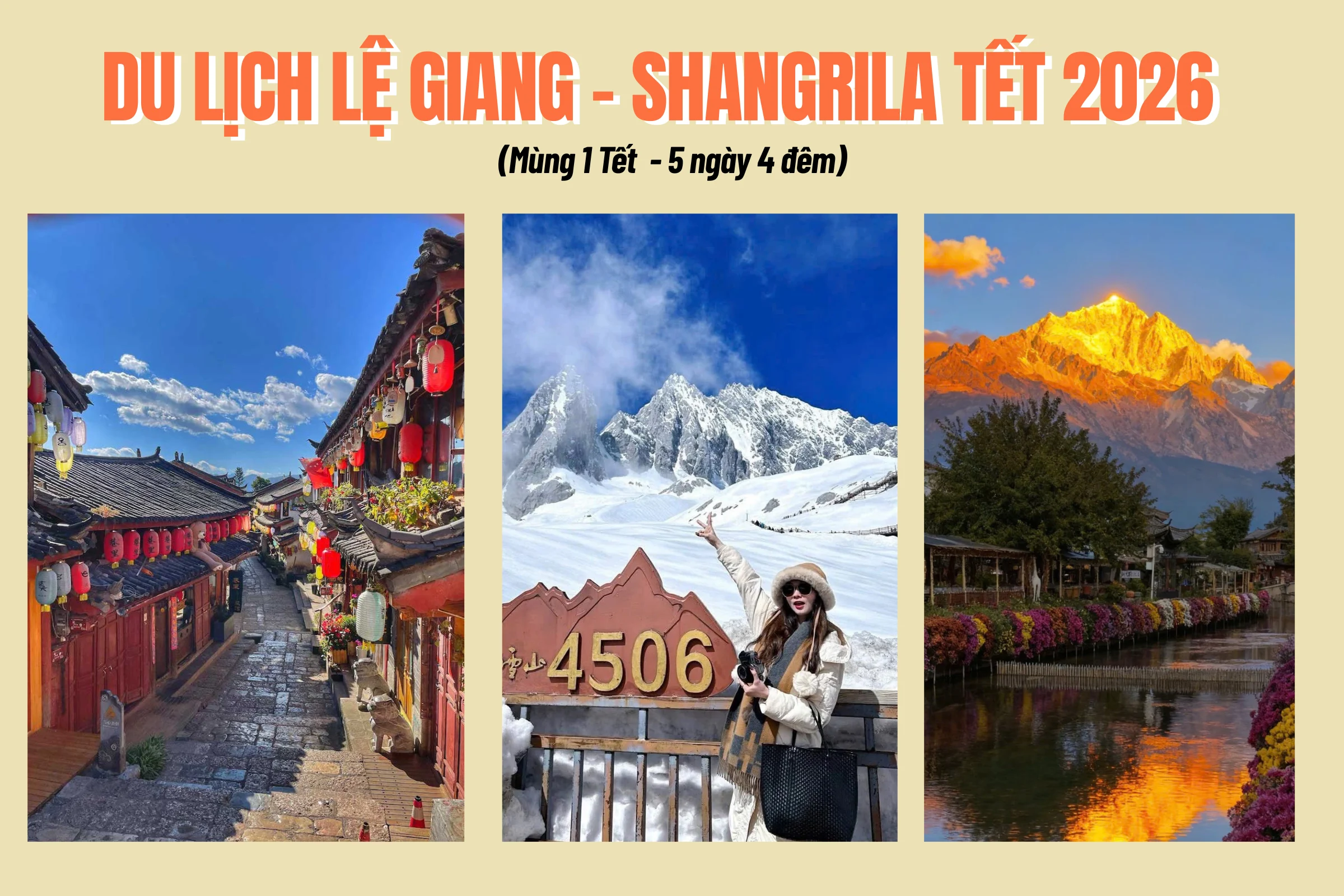 Tour Trung Quốc Tết Nguyên Đán 2026: Lệ Giang – Shangrila 5N4Đ (No Shopping)