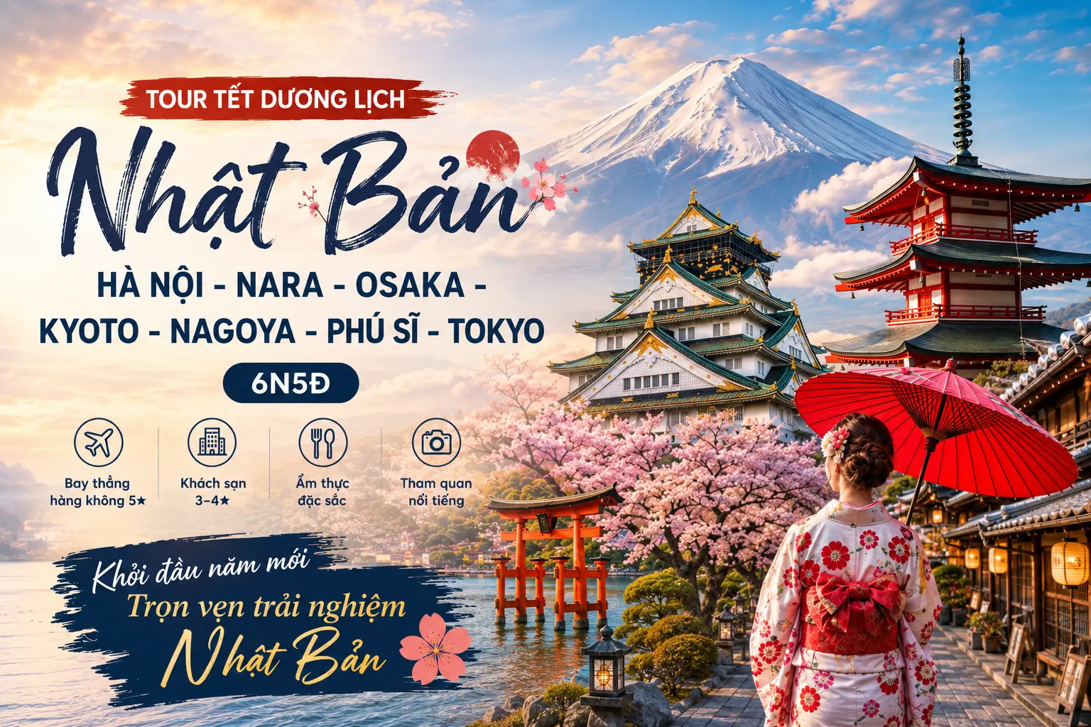 [Tour Tết Dương lịch] Hà Nội - Nara - Osaka - Kyoto - Nagoya - Phú Sĩ – Tokyo (6N5Đ)
